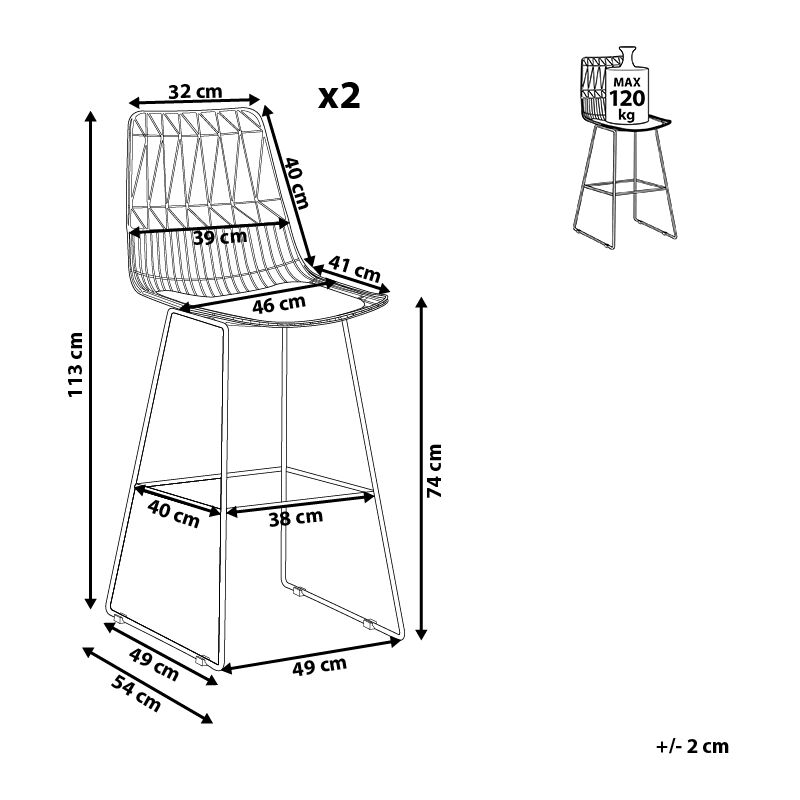 Set di 2 Sedie Alte Metallo Dorato e Seduta Imbottita in Ecopelle Nera  Preston