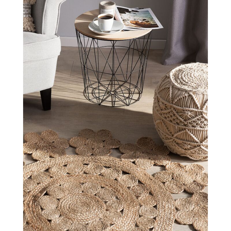 the carpet Boho Natur Wool Tappeto in lana intrecciato a mano in un look  boho scandinavo naturale, fatto a mano per uno stile unico, beige crema,  160