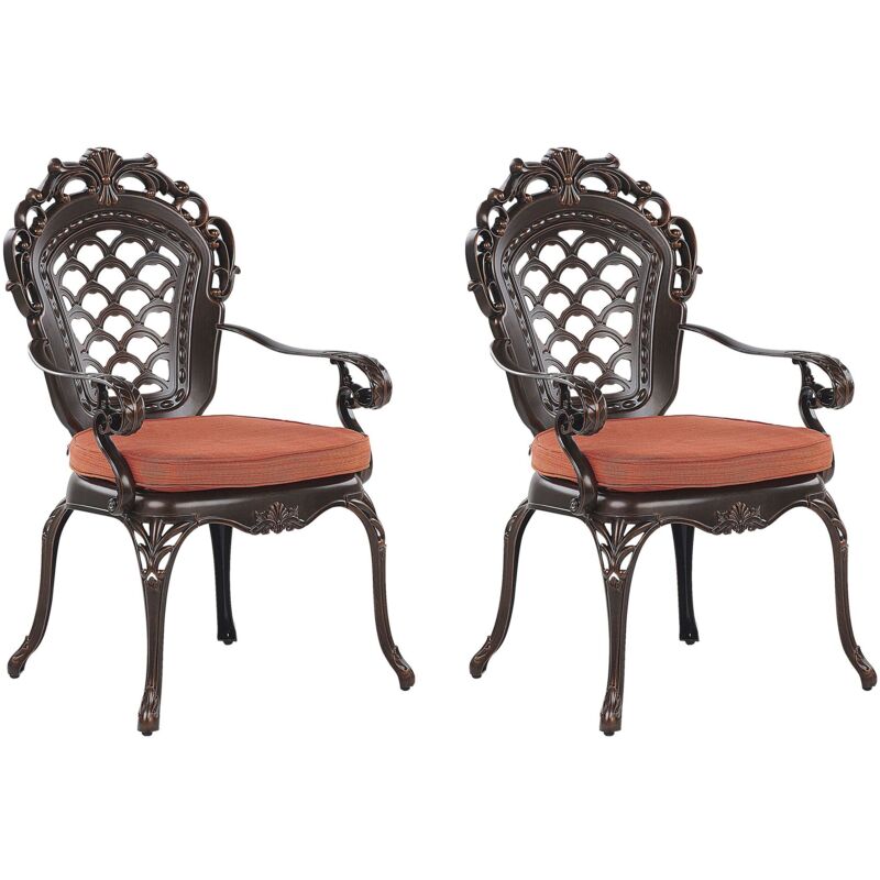 Set di 2 sedie da Giardino in Alluminio Marrone con Cuscino in Poliestere  Lizzano