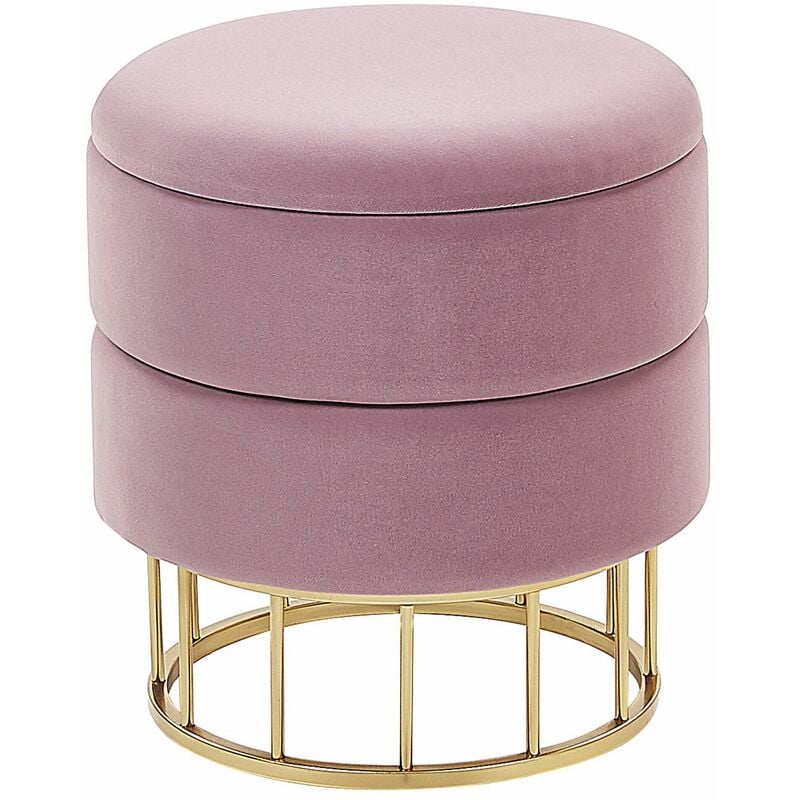 Pouf tondo rosa in ecopelle di qualità. Pouf seduta imbottito