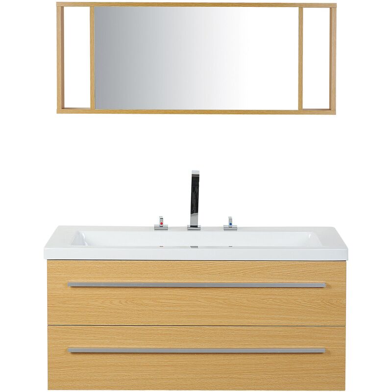 Mobile bagno 78,5 cm con lavabo e specchio L60xH80 cm Darina Beige