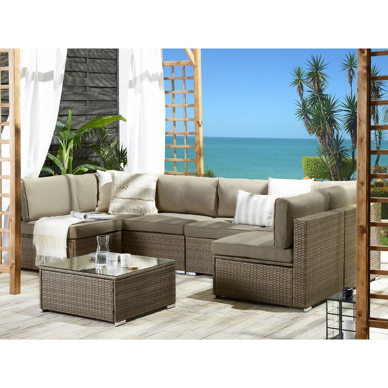 DecHome Salotto da Esterni in Rattan Set 6 Pz con Divanetto da