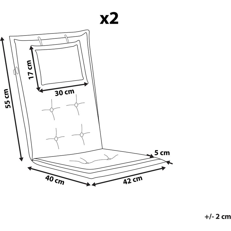 Set di 2 Cuscini Imbottiti per Sedie da Esterno bianchi Maui