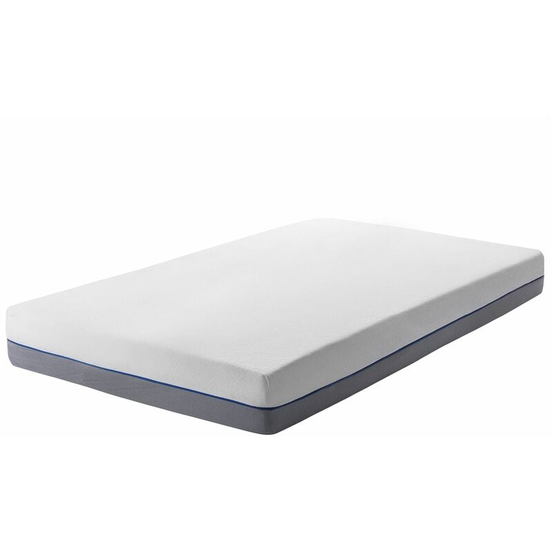 Materasso in Memory Foam Bianco con Tessuto Grigio Duro 80 x 200 cm Glee