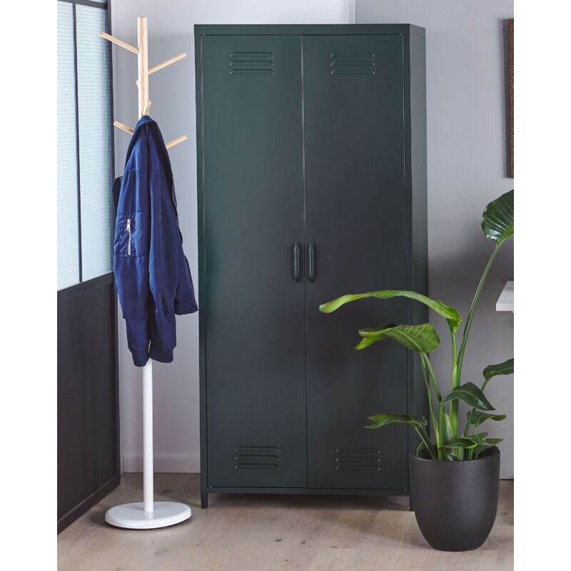 Armadio Metallico Homy Casa Grande - 3 Ante, 2 Ripiani, 120x40x58 Cm Nero - Per Ufficio O Casa - Foto 8