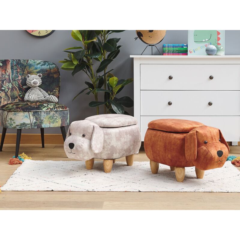 Pouf Contenitore A Forma Di Ippopotamo Per Cameretta - HomCom, In Tessuto Con Gambe In Legno