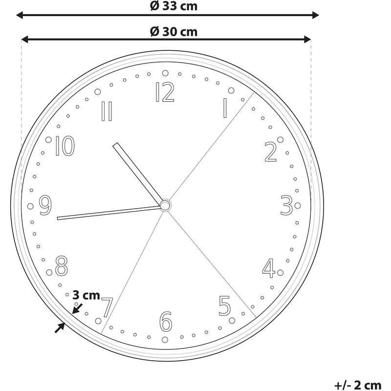 Orologio da Parete in Metallo Grigio e Nero Simil Marmo Retró ø 33 cm Davos