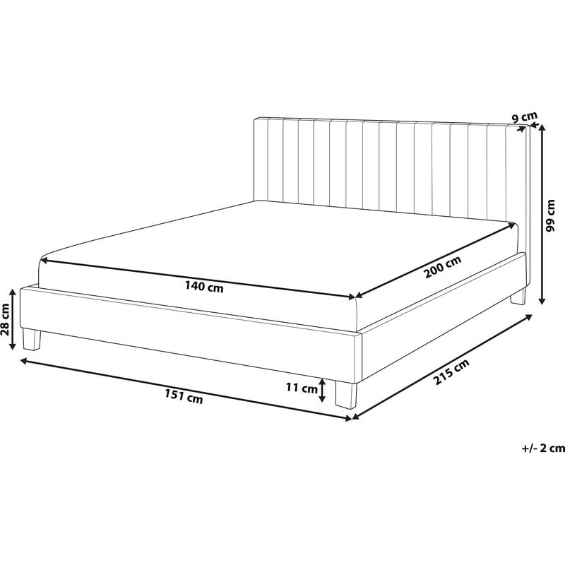 Letto Una Piazza e Mezza 140x200 cm Grigio Scuro con Testata Poitiers