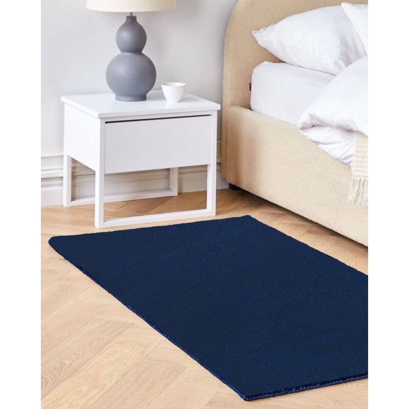 Moderno Tappeto in Viscosa Blu Scuro Rettangolare 80 x 150 cm Gesi II