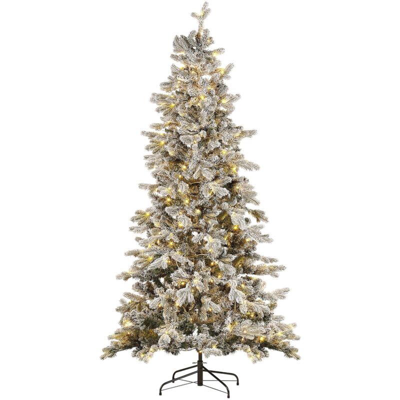 Albero di Natale artificiale innevato pre-illuminato con supporto in metallo  210 cm bianco Tatlow