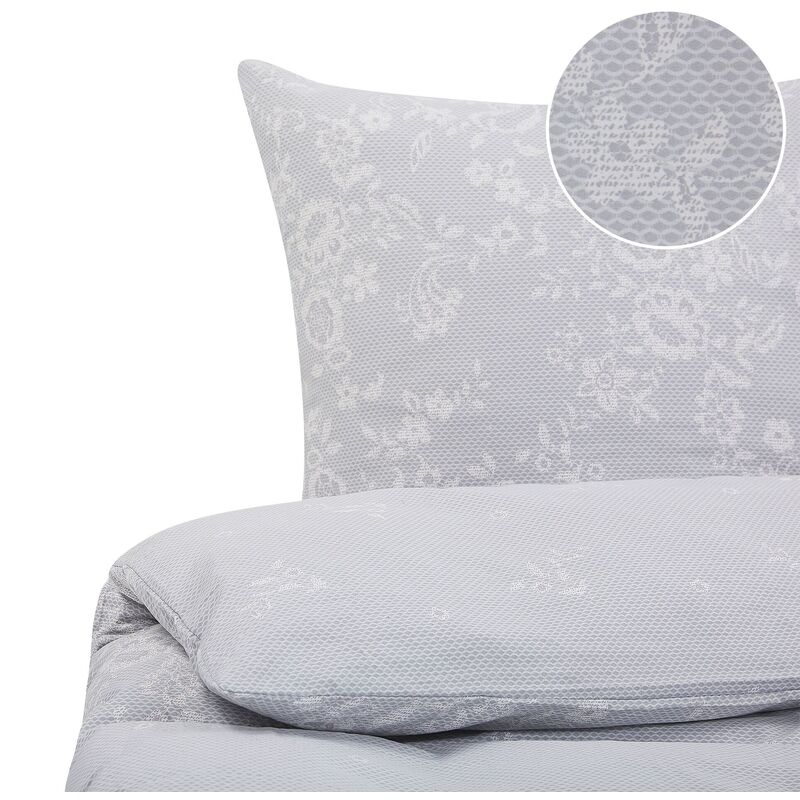 Set di biancheria da letto 200 x 200 cm in cotone motivo floreale grigio e  bianco Morningside