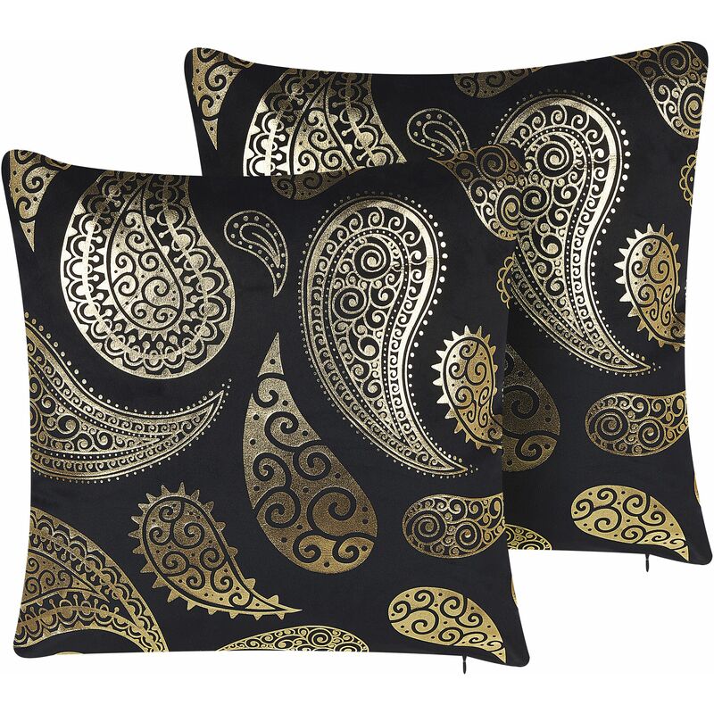 Set di 2 cuscini in velluto dorato Paisley 45 x 45 cm Ursina