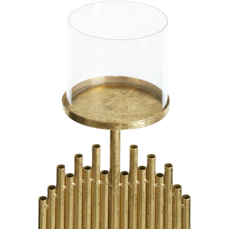 Candelabro oro antico in metallo vetro con 5 portacandele alto 80