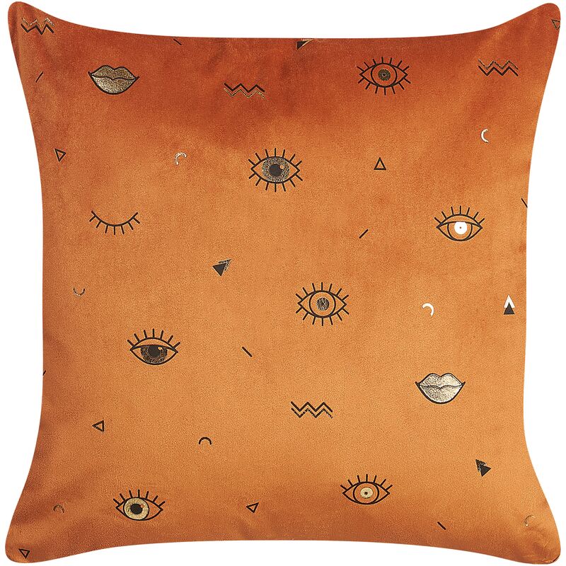 Set di 2 cuscini decorativi in velluto motivo occhi 45x45 cm arancio Aeonium