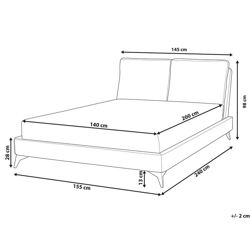 Letto matrimoniale velluto rosa 140 x 200 cm Melle