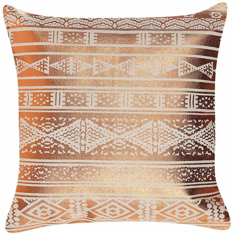 Cuscino in cotone ramato 50 x 50 cm motivo geometrico metallizzato glamour  Oujda