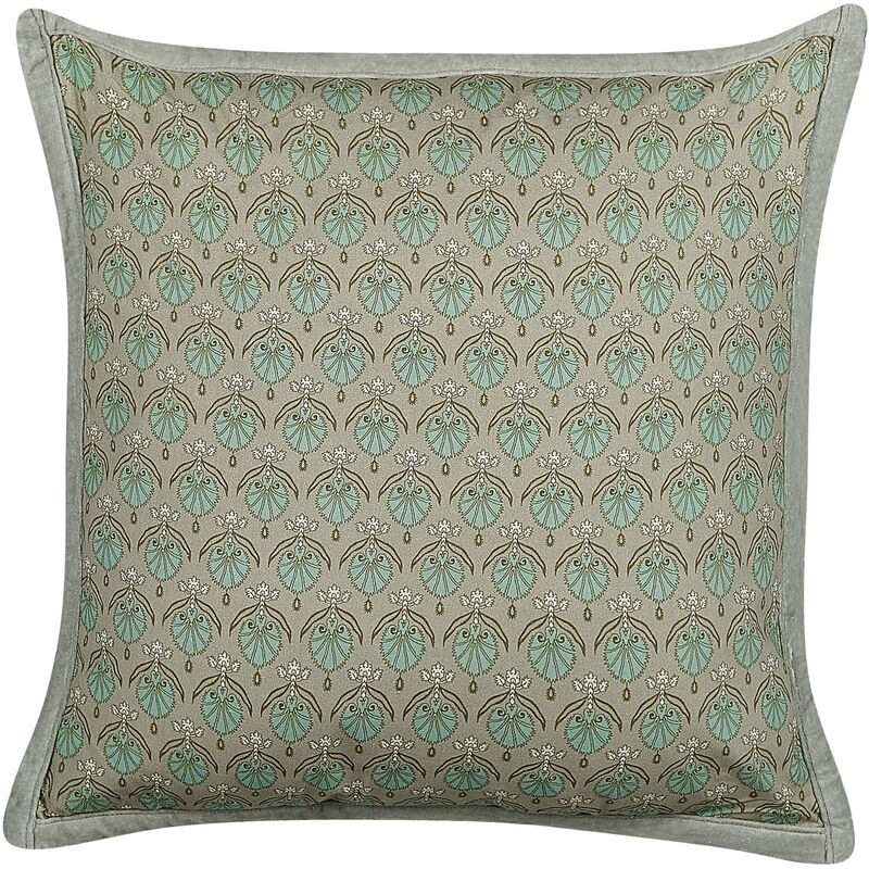 Set di 2 cuscini decorativi cotone motivo foglia 45 x 45 cm verde Pictus