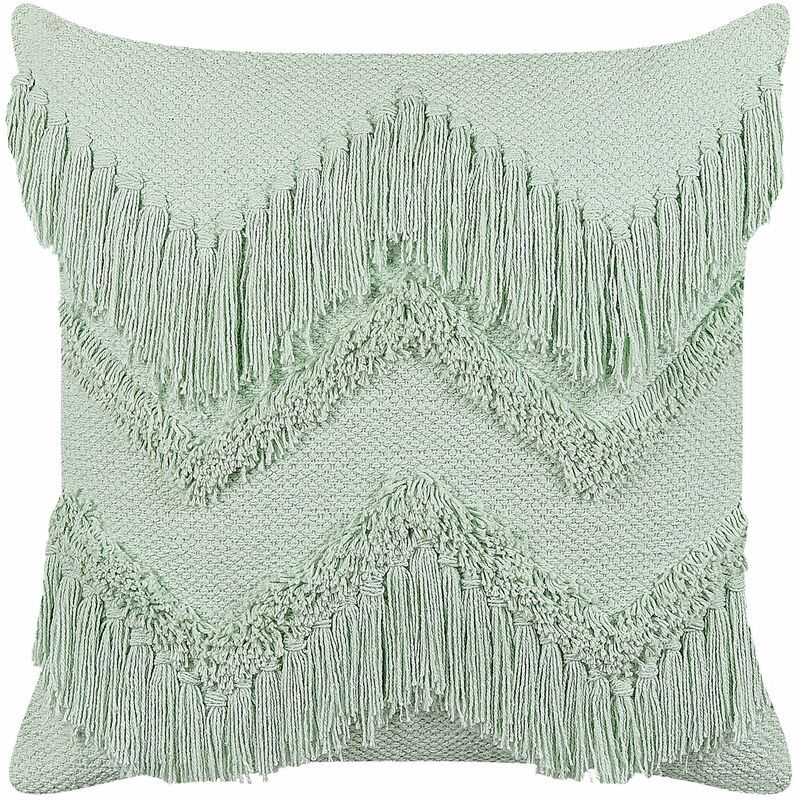 Cuscino decorativo in cotone con frange 45 x 45 cm verde chiaro Bacopa