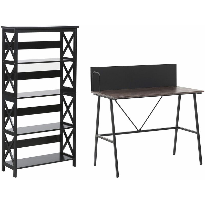 Set di mobili per ufficio scrivania libreria legno scuro e nero  Foster/Hastings