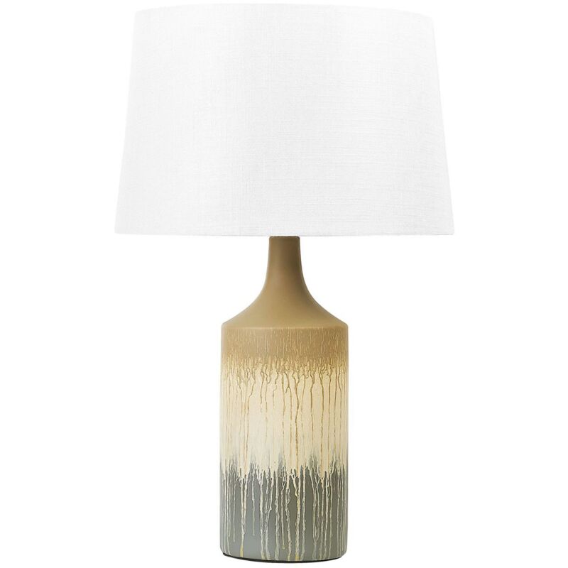 Bakaji Lampada da tavolo Base a sfera in Ceramica Paralume in Tessuto  Grigio Lume Comodino Camera da Letto Luce Lampadina E27 Max 40W Abatjour  Design Moderno Dimensioni 25 x 18 cm 