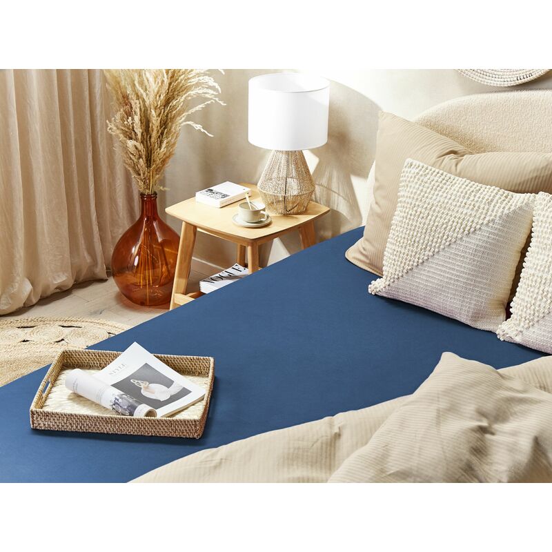 Lenzuolo con angoli cotone blu marino 140 x 200 cm coprimaterasso  elasticizzato Janbu