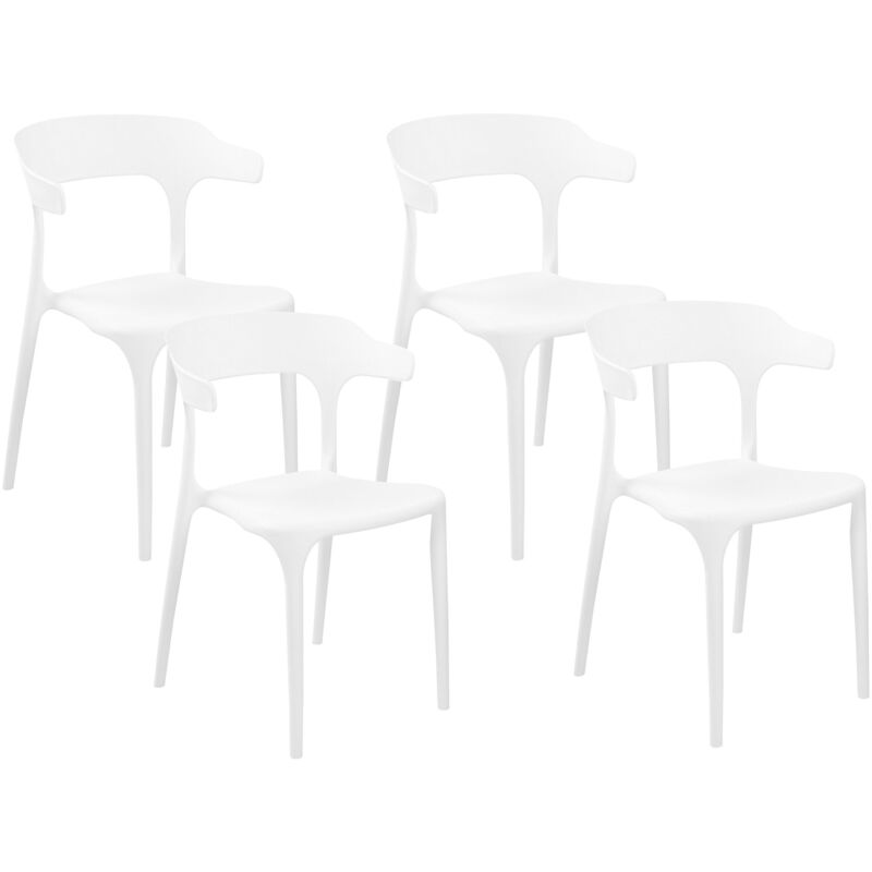 Set di 4 sedie polipropilene bianco per interno ed esterno Gubbio