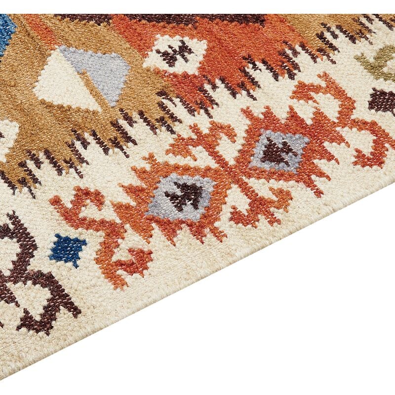 Tappeto Boho Kilim fatto a mano 200 x 300 cm in lana con frange multicolore  Vosketap