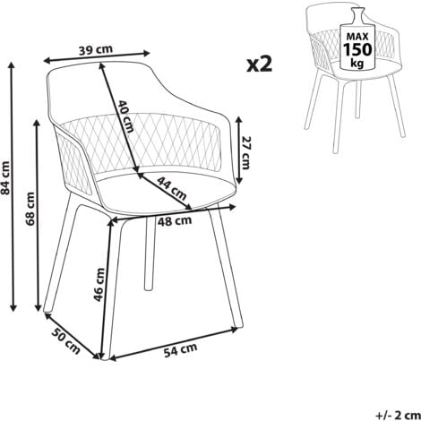 Set di 2 sedie da pranzo in materiale sintetico bianco Almira