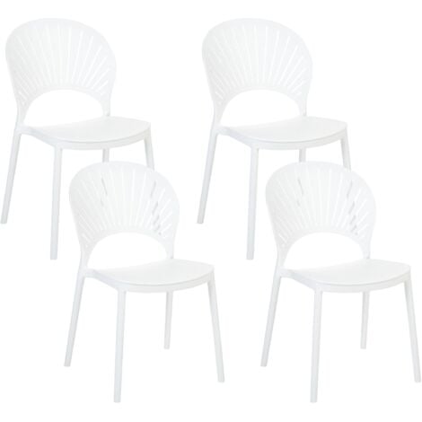 Set 4 sedie da pranzo interno ed esterno in plastica bianco Ostia