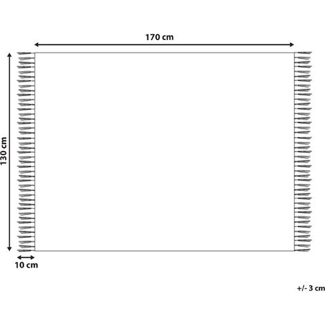 Coperta rettangolare 130 x 170 cm in cotone con motivo a righe in bianco e  nero