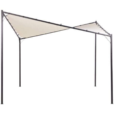 Gazebo da giardino con struttura in metallo e tessuto beige 300 x 300 cm Aventine