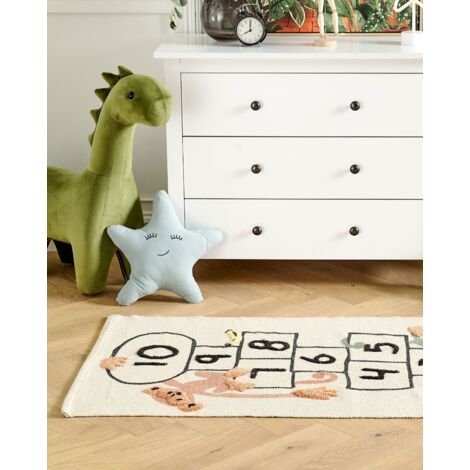 Tappeto Per Bambini In Cotone Con Leone - Tessuto A Mano, Morbido, Antiscivolo, 80 X 150 Cm