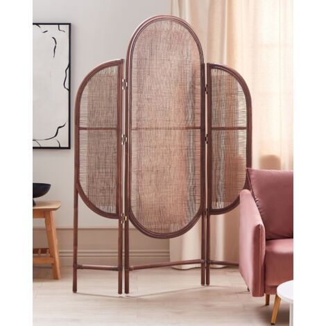 Divisorio Pieghevole In Rattan E Legno - A 6 Pannelli, Per Privacy In Casa, Ufficio O Camera Dei Bambini, Bianco, Facile Da Montare