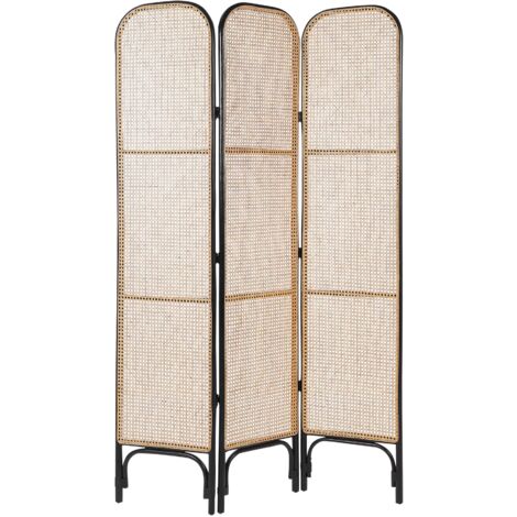 Paravento Pieghevole MoNiBloom 4 Pannelli - 180x180cm, Legno E Tessuto Fenice, Divisorio Per Ambienti Interni
