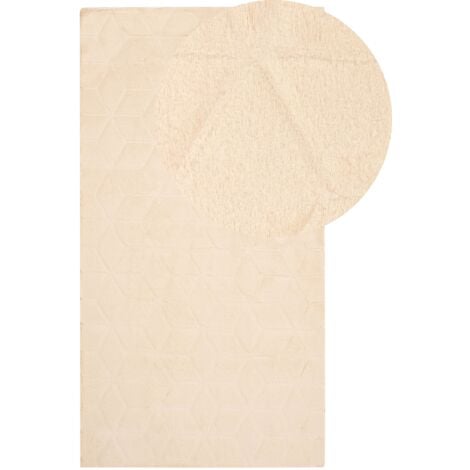 Tappeto in pelliccia di coniglio sintetica beige 80 x 150 cm Thatta