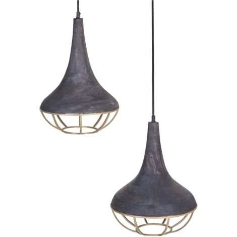 Lampada a sospensione in legno a soffitto, a sospensione per l'illuminazione domestica, fatta a mano, nera Bagmati (1/5)
