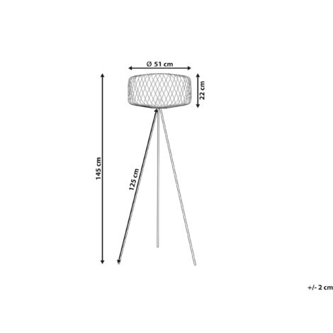 Lampada Da Terra In Rattan E MetallO - Design Boho/Scandinavo, 120cm, 3 Lampadine E27 - Effetto Luce Parete - Foto 12