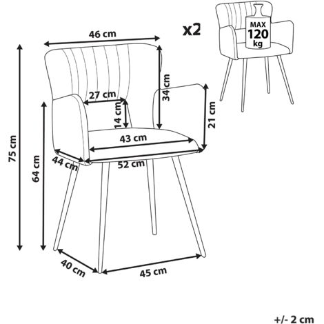 Set di 2 sedie da pranzo velluto nero e metallo braccioli e schienale con  apertura Sanilac