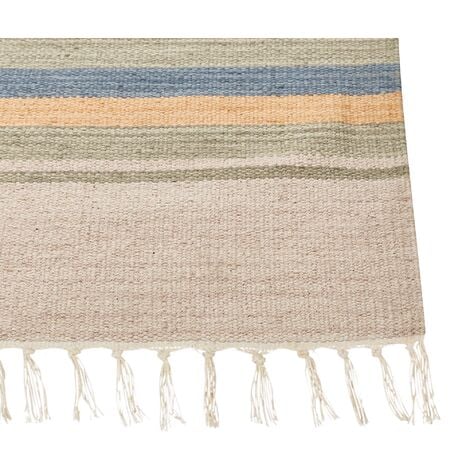 Tappeto Kilim Handwoevn in cotone Simboli geometrici reversibili con frange 200  x 300 cm Multicolore Aparan