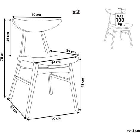 Set di 2 sedie legno chiaro e beige chiaro LYNN 