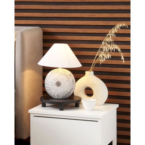 BRUBAKER set di 2 lampade da tavolo o da comodino - altezza 33 cm - base legno/metallo grigio - paralume tessile grigio BRUBAKER set di 2 lampade da tavolo o da comodino - altezza 33 cm - base legno/metallo grigio - paralume tessile grigio