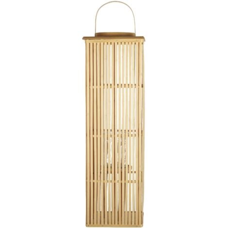 Lanterna in legno di bambù naturale e vetro boho per interni 88 cm Balabac