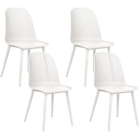 Set di 4 sedie da pranzo moderne e minimaliste Seduta sintetica bianco  Gambe a rete Schienale