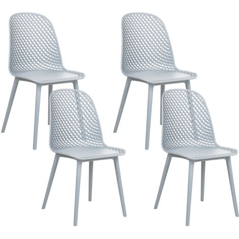 Set di 4 sedie da pranzo moderne e minimaliste Seduta sintetica blu chiaro  Gambe a rete Schienale aperto Emory