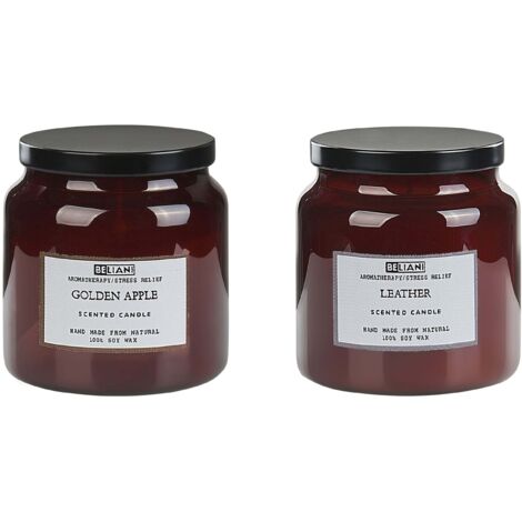 Set di 2 candele profumate 100% cera di soia Stoppino di cotone Vetro Alimentare Fragranza fresca mela dorata/pelle Lavanda Absolute Alchemy (1/5)