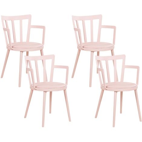 Soggiorno moderno minimalista Set di 4 sedie da pranzo Seduta in ecopelle  sintetica imbottita rosa con