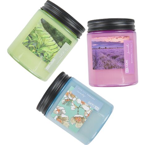 Set di 3 candele profumate cera di soia tè/lavanda/gelsomino