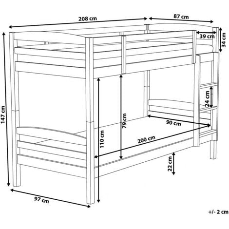 Letto A Castello 90 x 200 cm in Legno Scuro con Cassettiera Regat