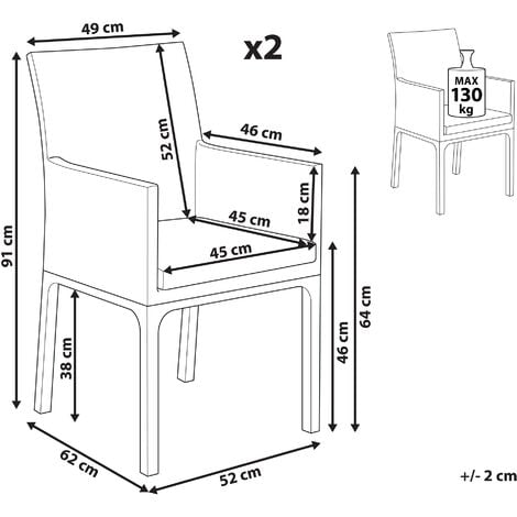 Set di 6 sedie tessuto grigio scuro e bianco BACOLI