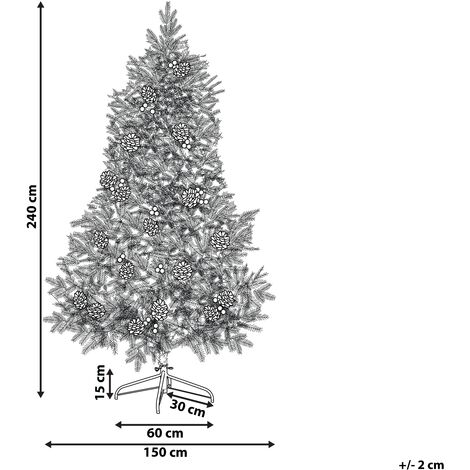 Albero di Natale con Neve Artificiale con Pigne e Bacche Rosse 210 cm Denali